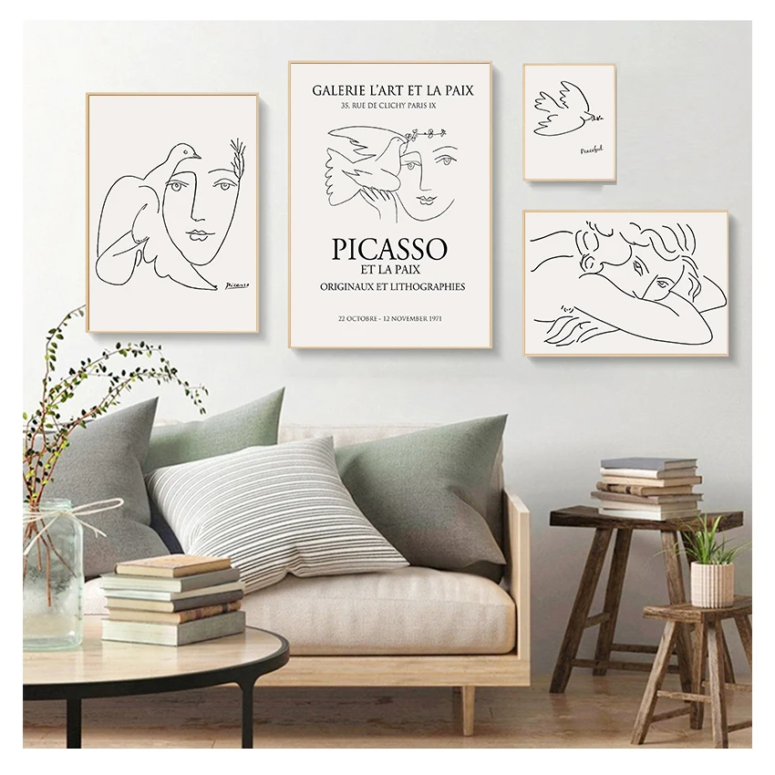 

Picasso Matisse Girl Bird Line Drawing Wall Art Canvas Painting Nordic Posters And Prints Wall Pictures For Living Room Decor
