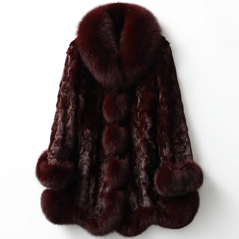 

Big Real High-end Fox 100% Fur Collar Coat Female Winter 2023 Plus 4XL Warm Mink Fur Jacket Women Jaqueta Feminina Gxy742