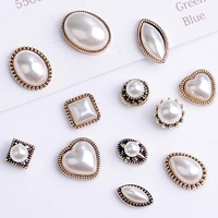 10pcs retro alloy nails art decorations pearl charms jewellery accesoires manicure rhinestones nail supplies for professionals