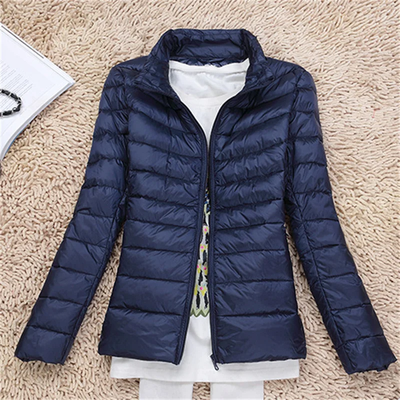 Winter Lightweight Solid Standing Neck Slim Fit Women's Short Oversize Jacket Woman Spring 2023 Demi-season Parka Fluffy