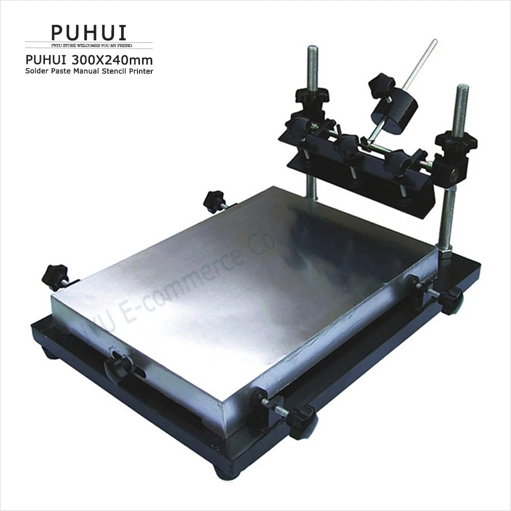 New pattern PUHUI 300X240mm Big Size PCB Solder Paste Manual Stencil Printer T-shirt Screen Printing Machine