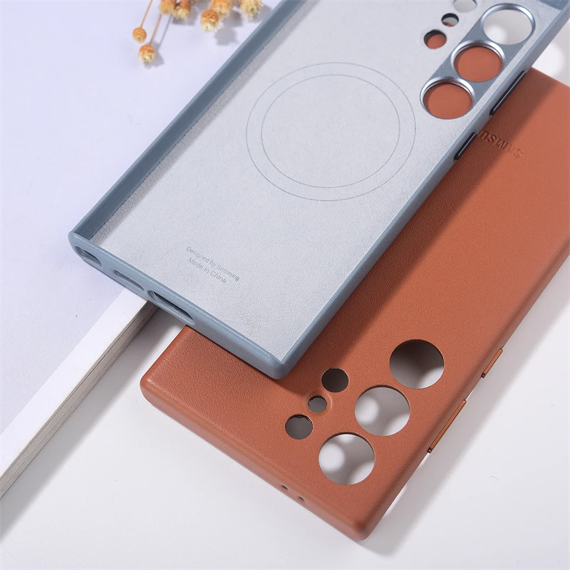 Оригинальный чехол для Samsung Galaxy S24 Ultra S24U 5G Magsafe S24Ultra роскошный кожаный с полной