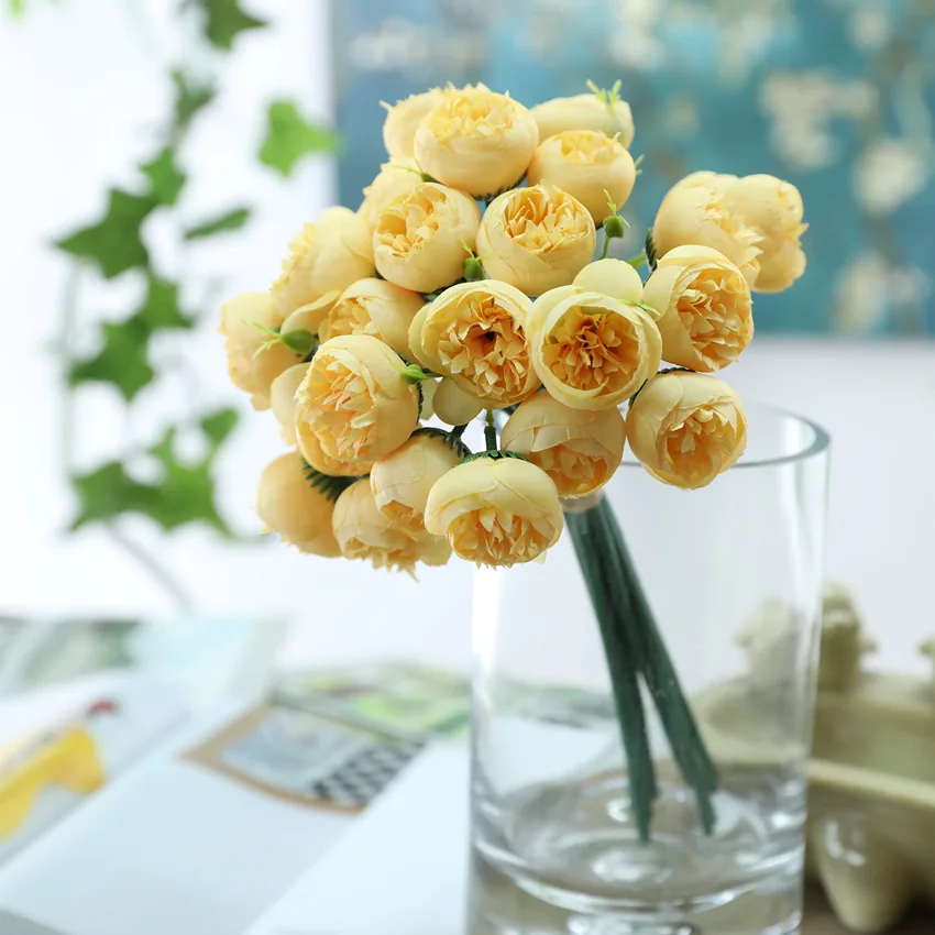 

27 Heads Silk Rose Bouquet Artificial Flowers Mini Rose,DIY Wedding Bouquets Centerpieces Bridal Shower Party Home Decorations