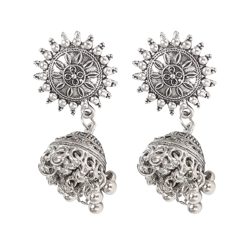 

Ethnic Indian Birdcage Earring Women Antique Silver Color Egypt Drop Earring Retro Vintage Boho Ancient Jewelry