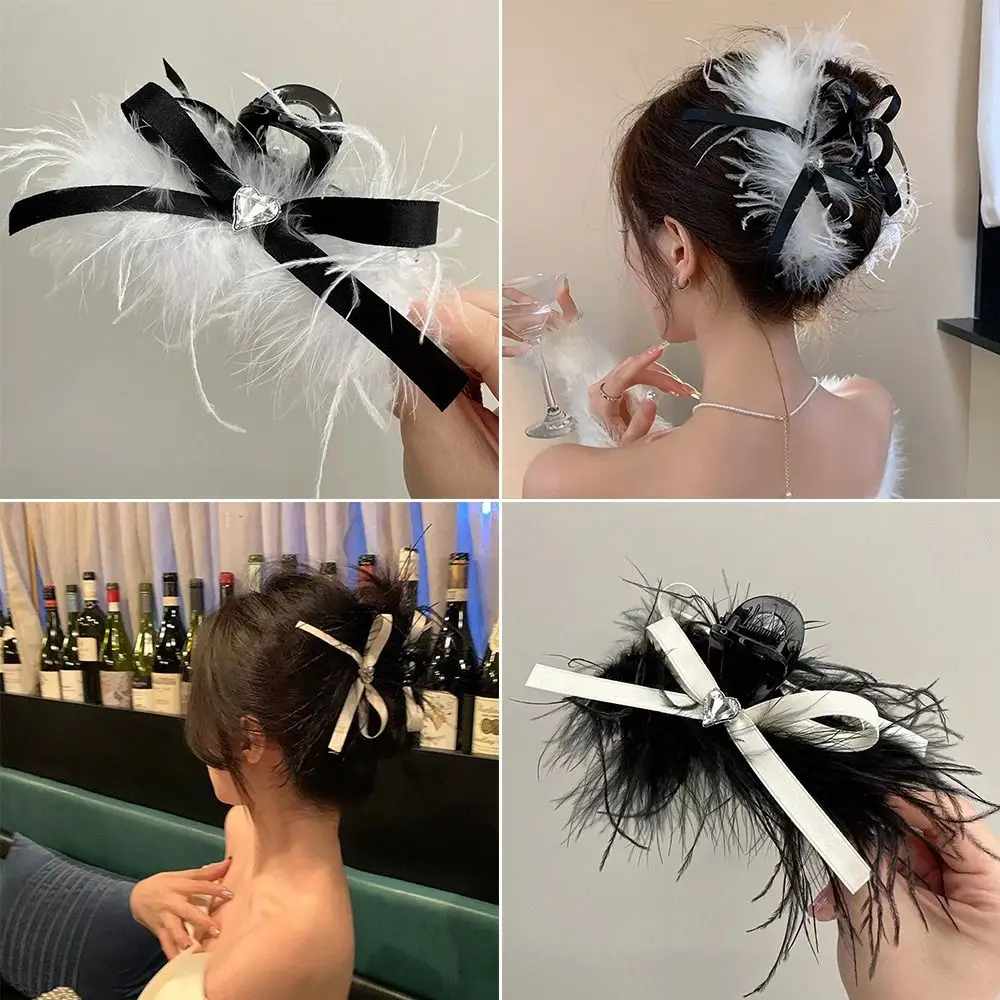 

Double Side Grab Clip Hair Accessories Bow Tie Feather Hairpins Headwear Accessories Girl