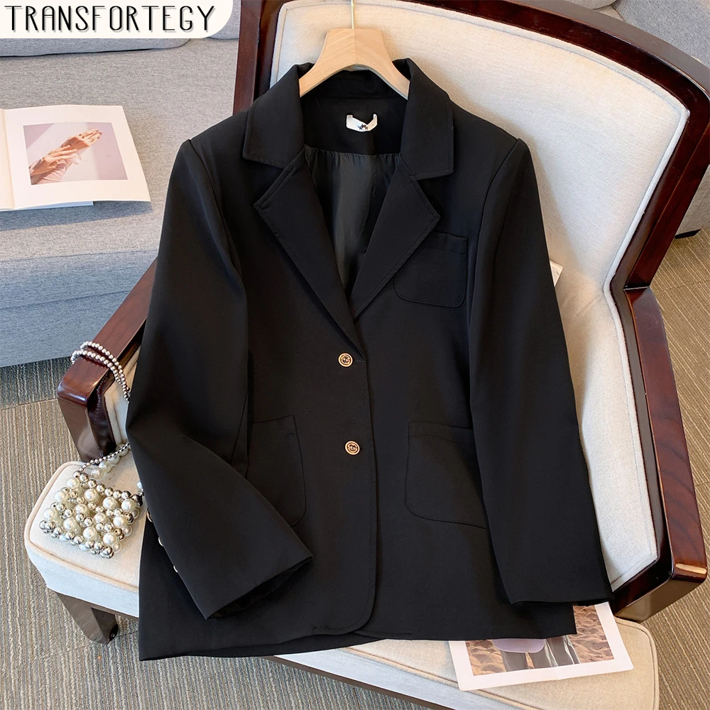 Женский повседневный пиджак больших размеров на осень/зиму свободный и удобный