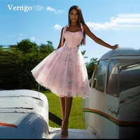 verngo sweetly pink a line short prom dresses straps bow shoulder floral printed knee length homecoming party dress outfit gown