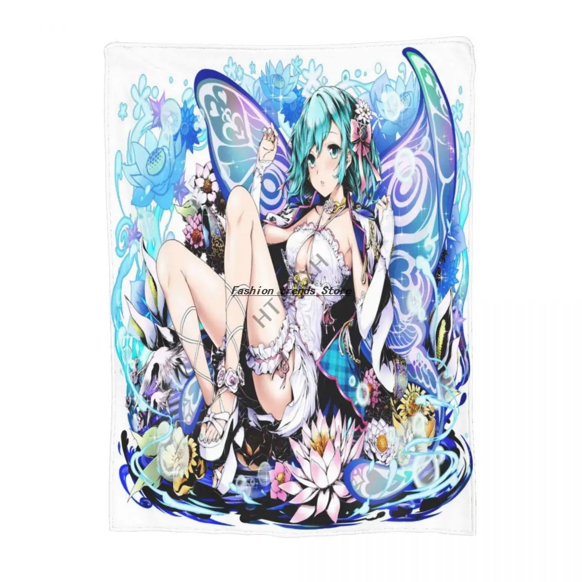 

Anime Divine Gate Lake Fairy Vivienne Cartoon Printed Flannel Fleece Blanket Soft Sherpa Blanket Lightweight Sofa Bed Blanket