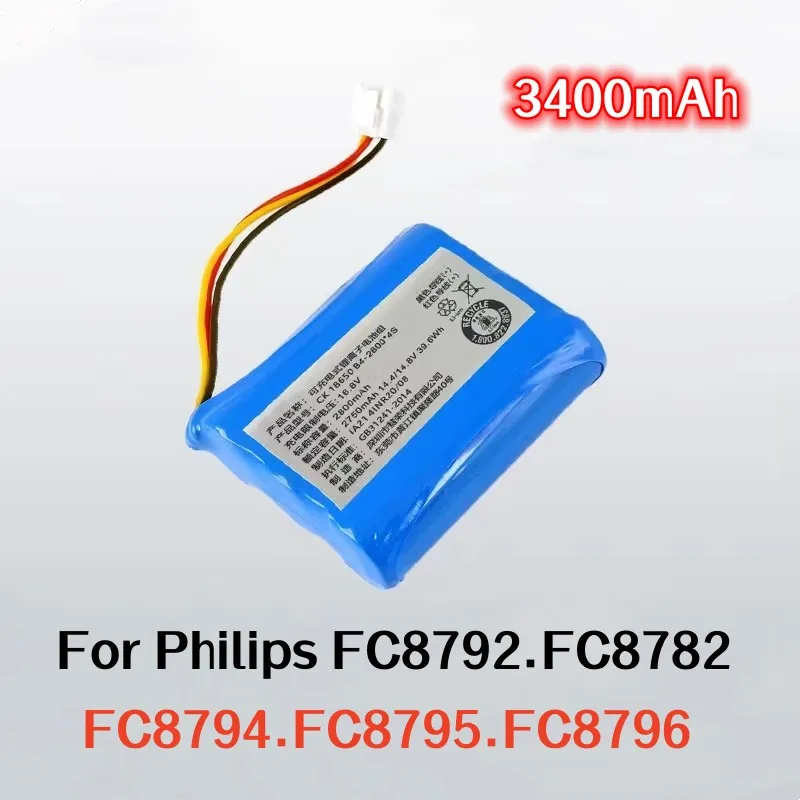 

Аккумулятор для роботов-пылесосов Philips FC8792 FC8782 FC8794 FC8795 FC8796, 3400 мАч