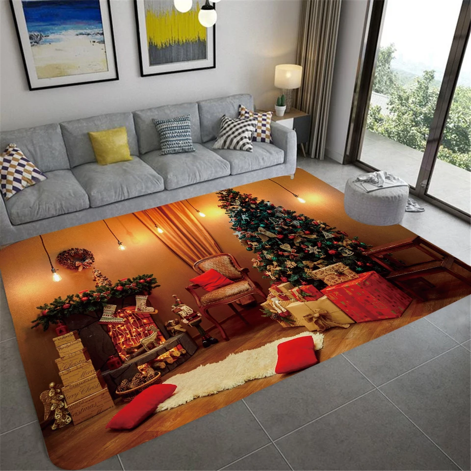 

Christmas Kitchen Mat Rectangle Entrance Doormat Bedroom Home Floor Decoration Living Room Carpet Hallway Bathroom Anti-slip Rug
