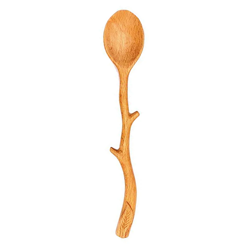 

Creative Japanese Style Beech Spoons Branch Shape Long Handle Scoop Coffee Stirring Spoon Soup Spoon Tableware