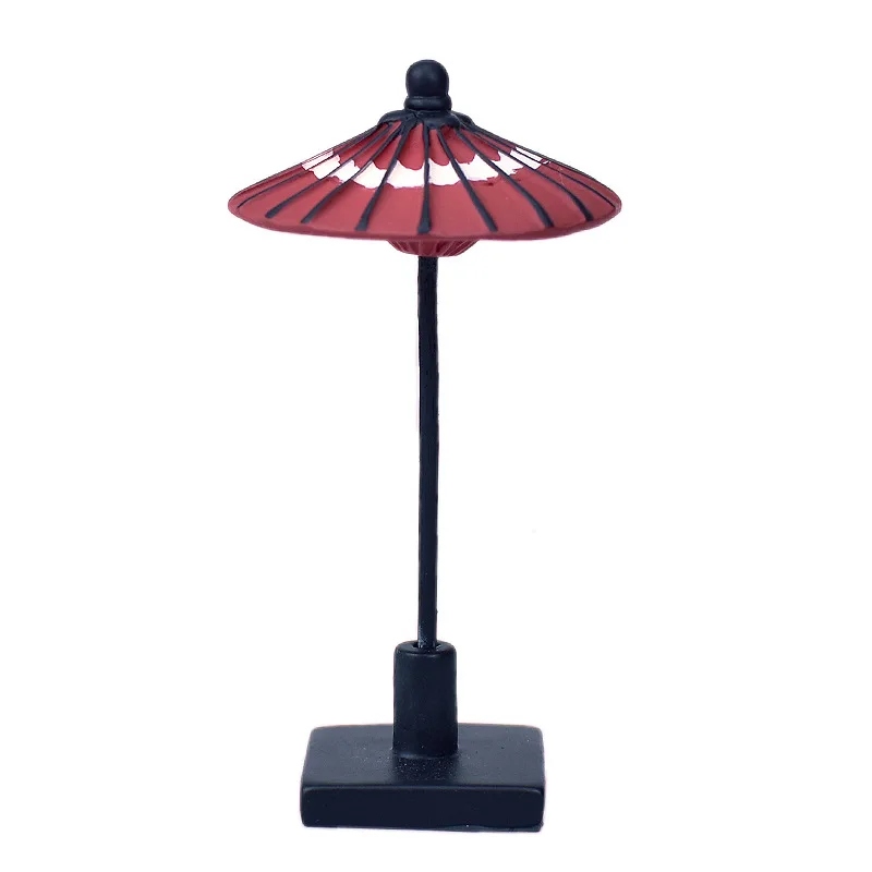 

Japanese Groceries Zakka Red And White Checkered Umbrella Bedside Tabletop Ornament Resin Craft Toys Collectible Gifts