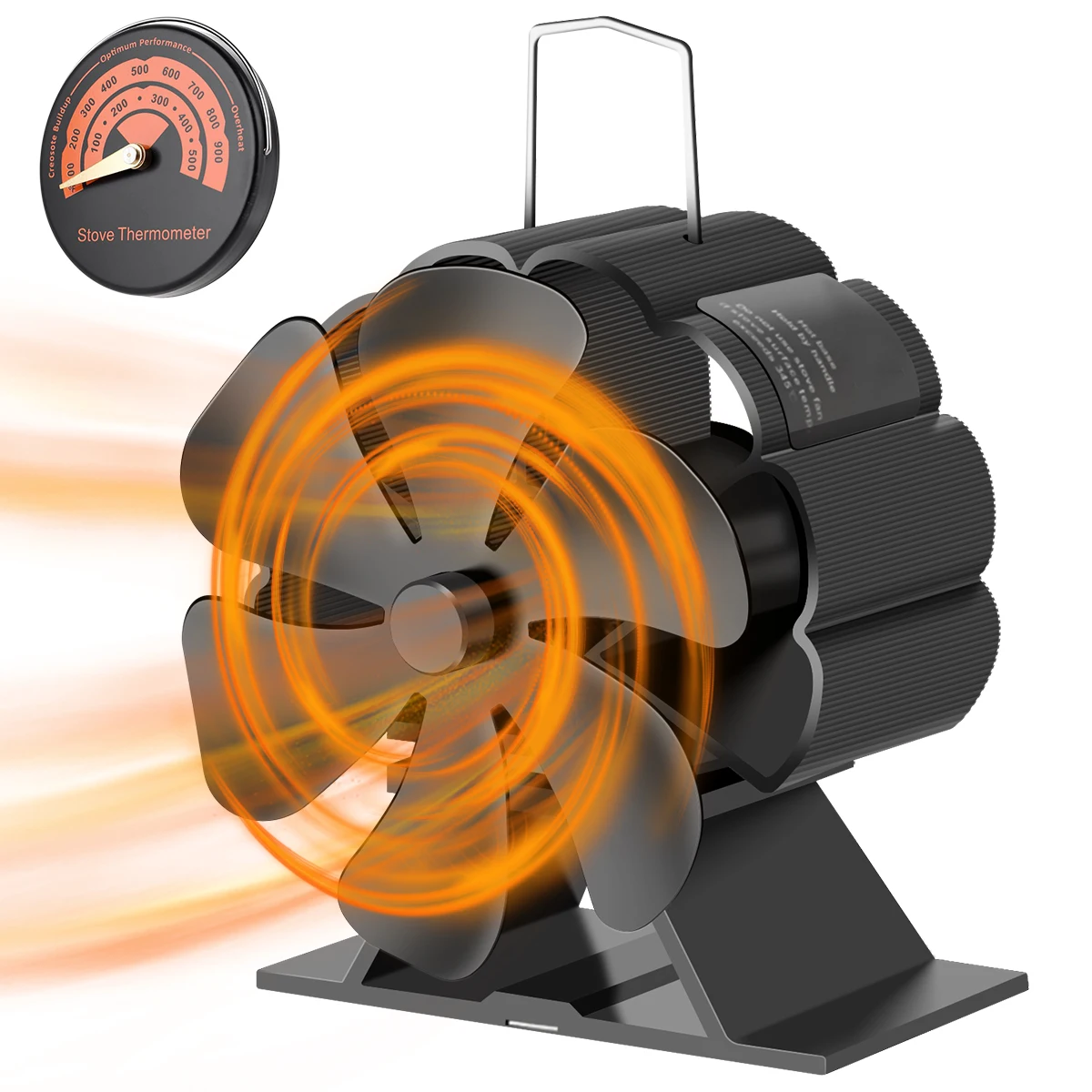 

Wood Stove Fan 6 Blades Silent Fireplace Fan Non-Electric Automatic Work Heat Powered Fan Heat Circulation Fan for Gas Pellet