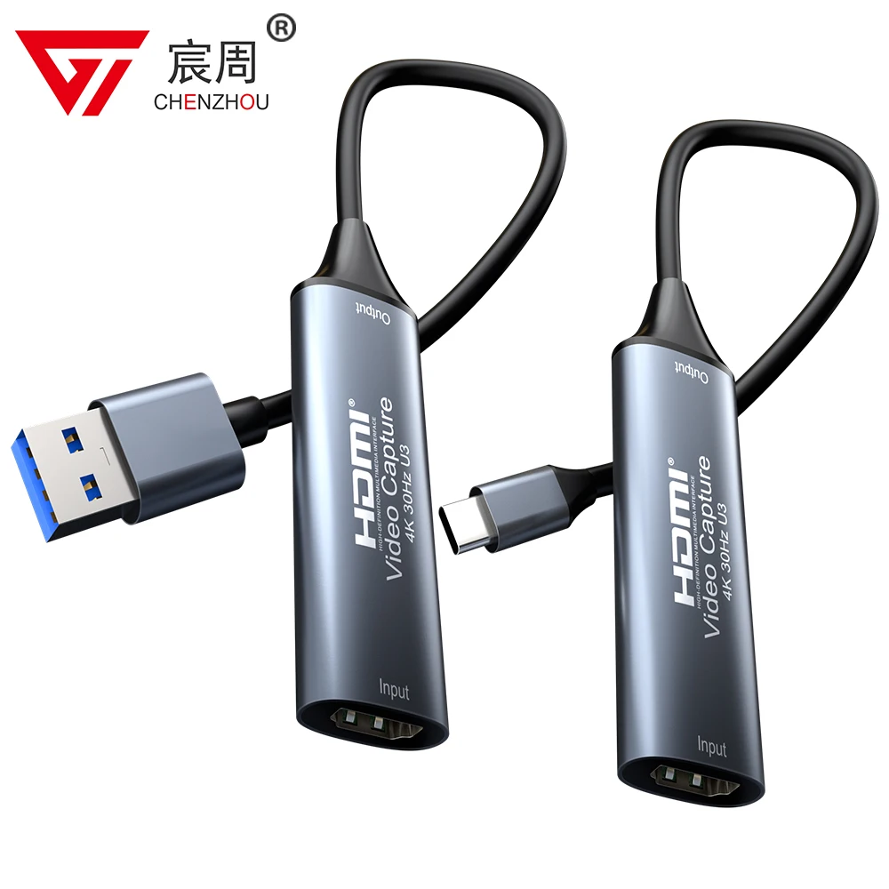 Карта видеозахвата 4K Type-C 1080p 60fps USB 3.0 USB-C HDMI Запись игр USB2.0 Grabber для камеры ноутбука