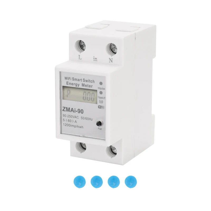 

Single Phase Din Rail Wifi Intelligent Energy Meter Power Consumption Kwh Meter Smartlife/Tuya App Works With Alexa Home