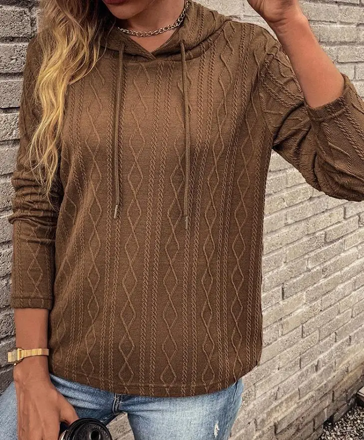 

Leisure Texture Spring/summer 2023 New Hot Selling Fashion Women's Long Sleeve Hooded Pullover Knit Top