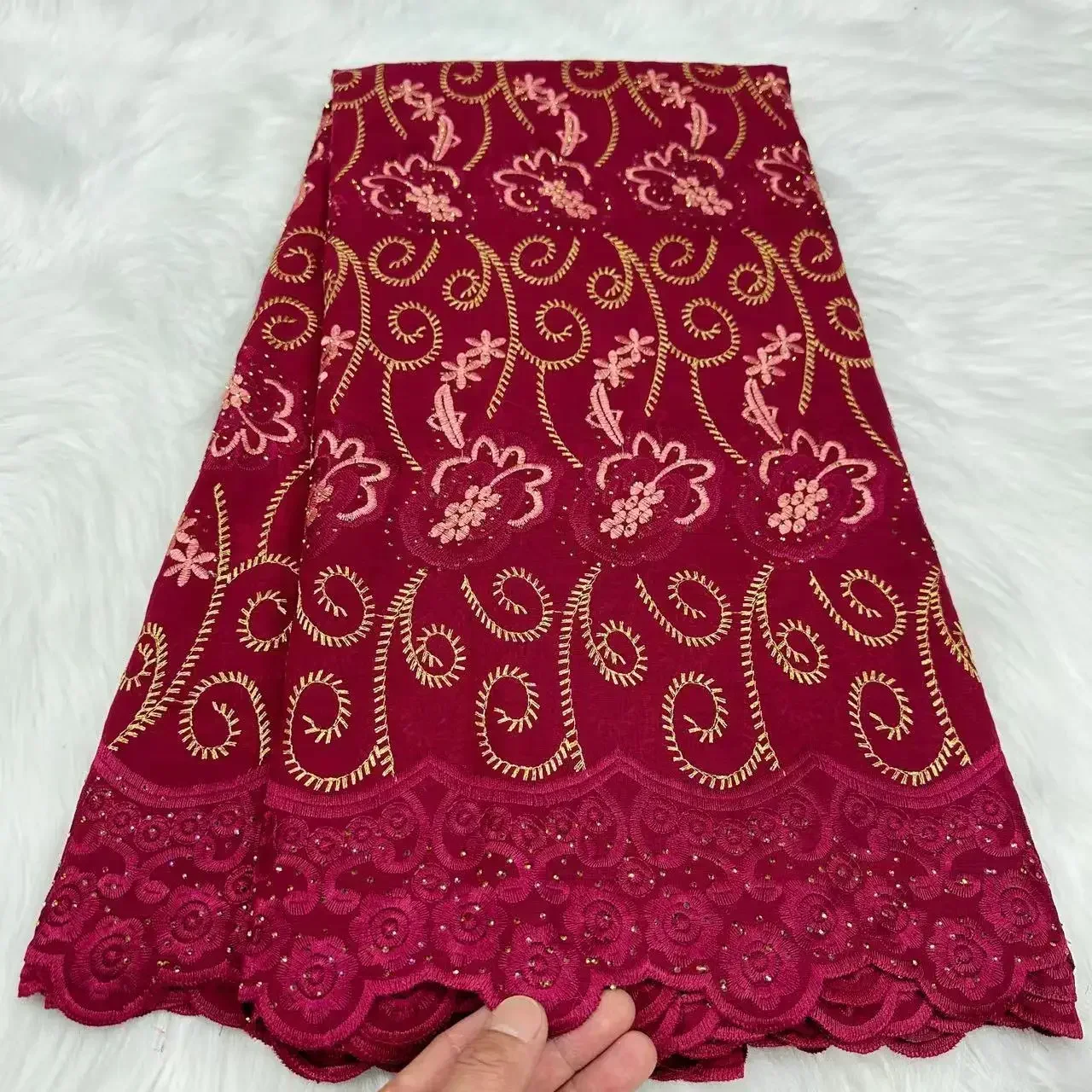 2024 высокое качество новый стиль винная швейцарская вуаль кружевная ткань с