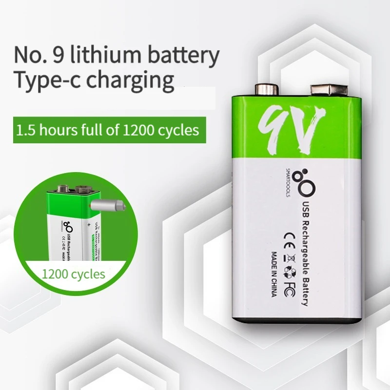 

NEW 9V 650mAh Lithium Rechargeable Battery USB Charging 9v Li-ion Square Battery for Remote Control KTV Multimeter Microphone