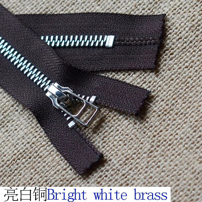 

YKK metal zipper No. 5 bright white copper closed 15-80cm pocket boot zipper YKK manual coffee zipper