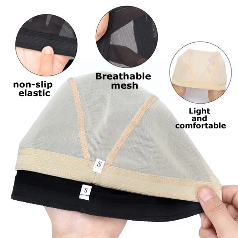 Женская крышка, купольная шляпа из спандекса, плетеная сетка, S/M/L, черная крышка для парика, сетка для волос, крышка для парика маленького, среднего и большого размера, для изготовления париков