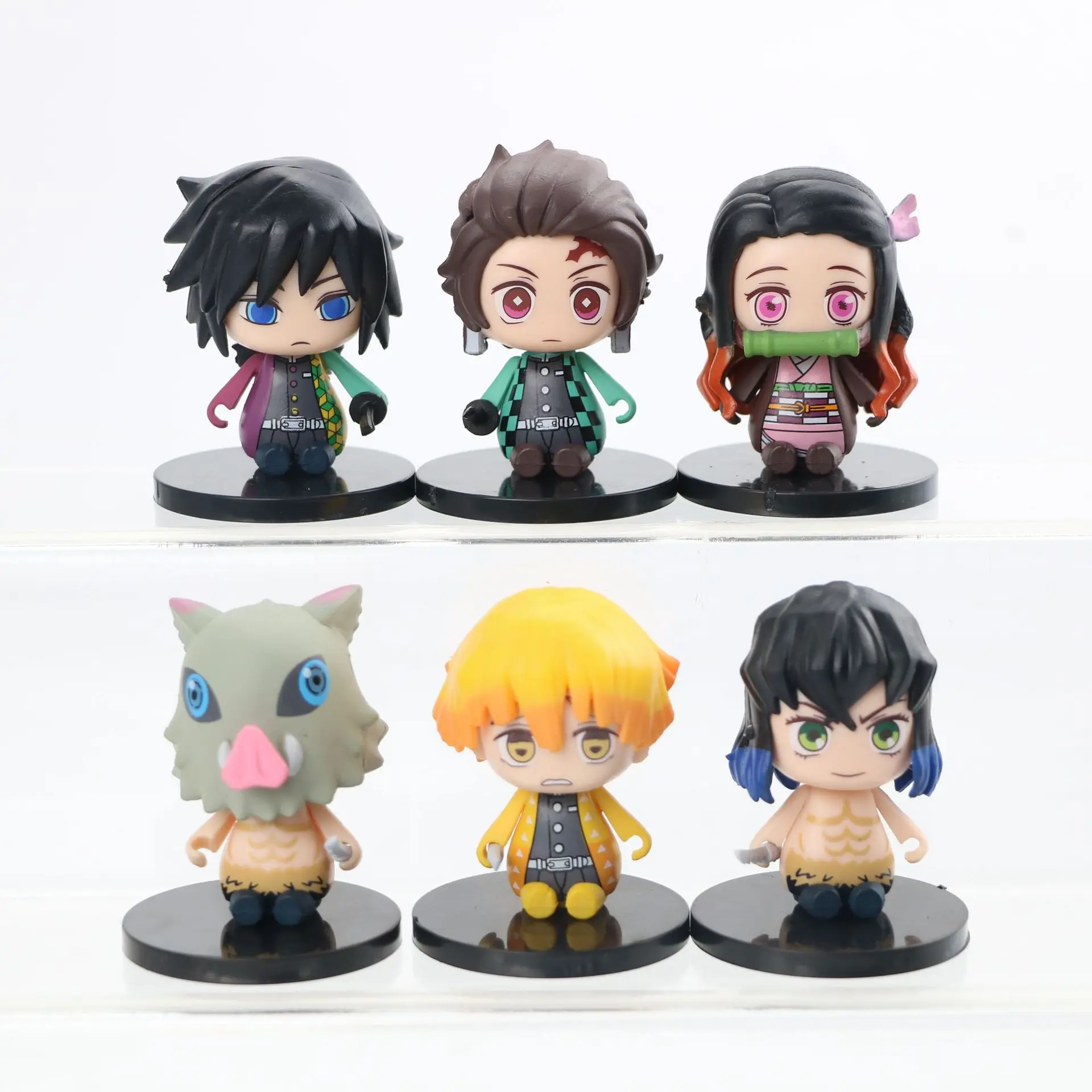

6pcs Demon Slayer Set Tanjirou Nezuko PVC Action Figures Anime Kimetsu No Yaiba Zenitsu Inosuke Giyuu Collection Model Toys