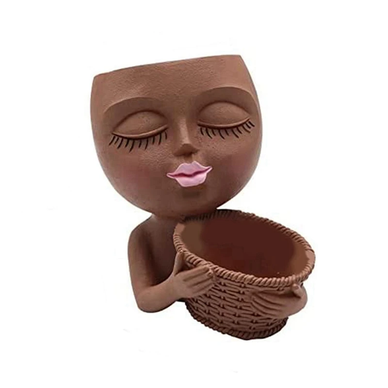 

Cute Lady Face Plant Pots Decorative Plant Pots Two-In-One Flowerpot Suitable For Indoor Outdoor Plants Succulent