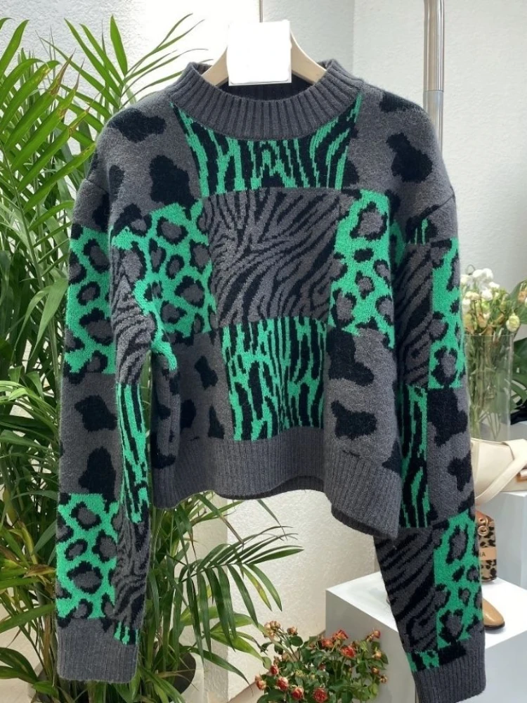 2024 зимняя модная женская теплая вязаная толстовка в стиле ретро с круглым