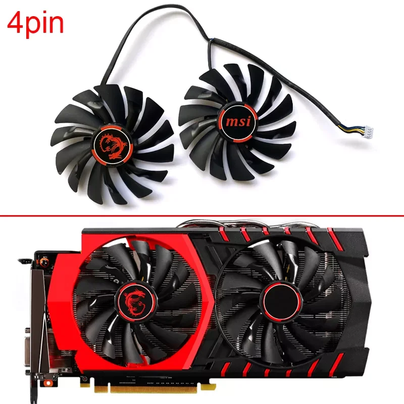 

Вентилятор для видеокарты MSI Radeon R9 380 Armor 2X GTX 1060 970 RX580, 95 мм