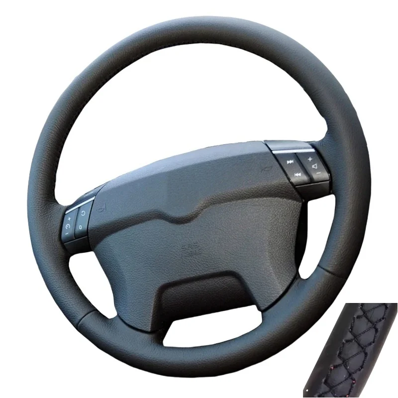 

Черный Перфорированный Кожаный Чехол На Руль Из Микрофибры Для Volvo XC90 2011-2012, Индивидуальный Автомобильный Чехол На Ко...