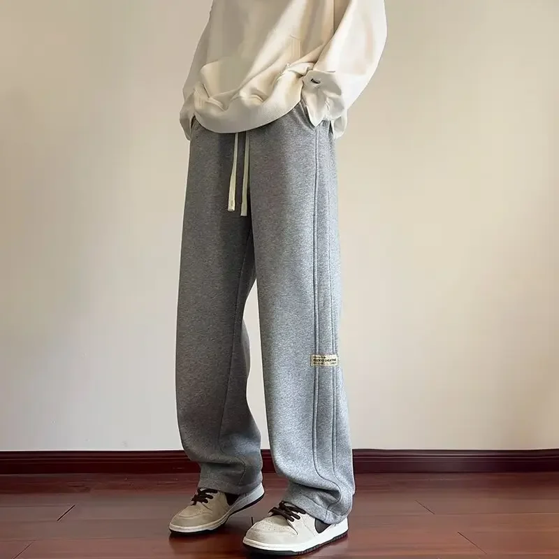 Повседневные мужские брюки свободного кроя летние серые спортивные с прямыми