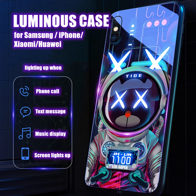 

Cyberpunk LED Light Glowing Luminous Phone Case for OPPO R9 R11 R15 R17 Reno 6 7 8 9 Find X5 Pro Plus Cool Fashion Cover