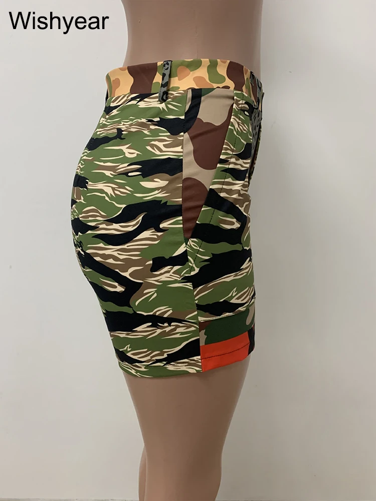 2023 Casual Camouflage Ripped Slim Bodycon High Waist Summer Mini Pants Women's Clothing Streetwear Biker Cycling Shorts Outfits