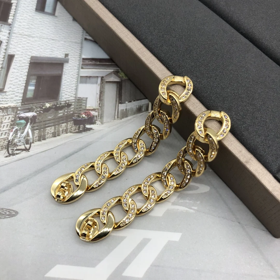 

New Style Zircon Chain Front and Back Earrings