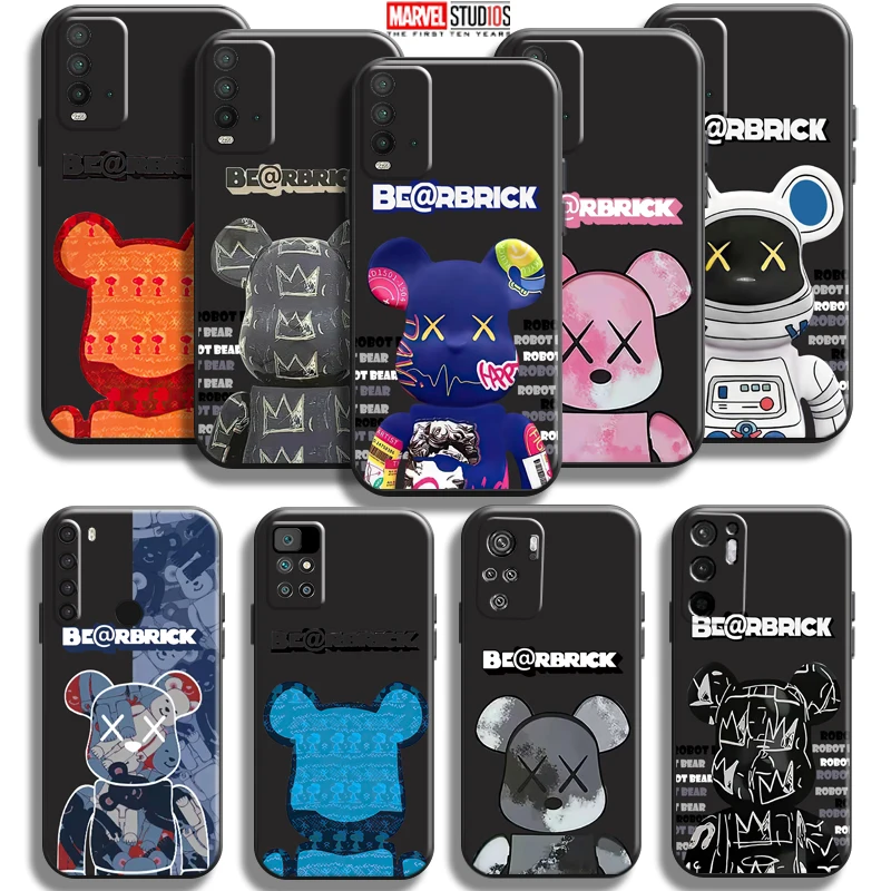 

Luxury Fashion Cute Bear Phone Case For Xiaomi Poco X3 PRO NFC X3 GT POCO M3 M3 Pro 5G F3 GT Carcasa Silicone Cover Back Black