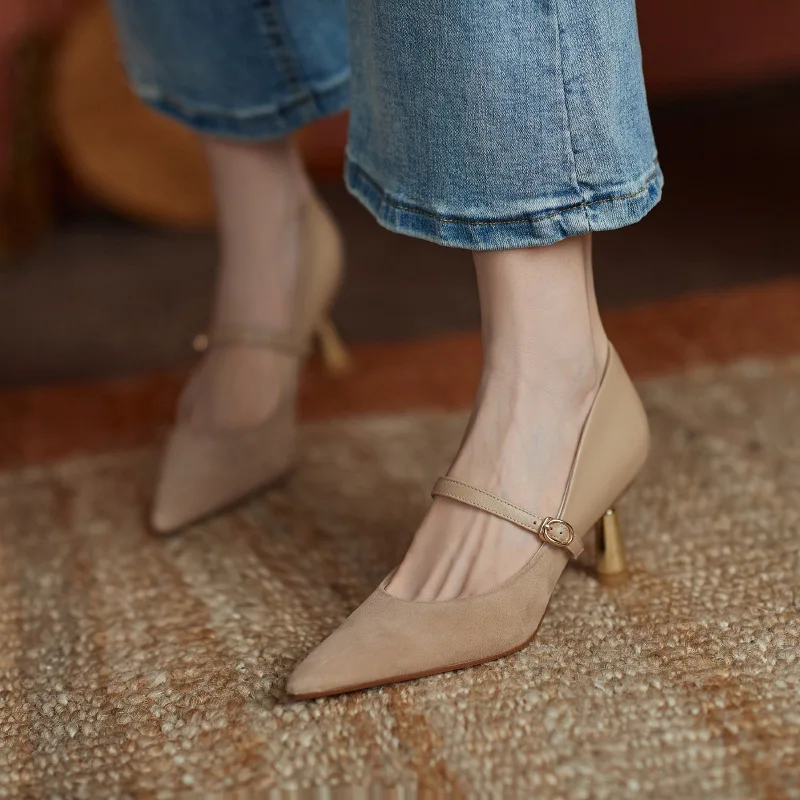 2021 Pu Leather Women Pumps New Fashion Sexy Pointed Toe Shallow Shoes Woman High Heels Party Sexy Wine Red Women's High Heels