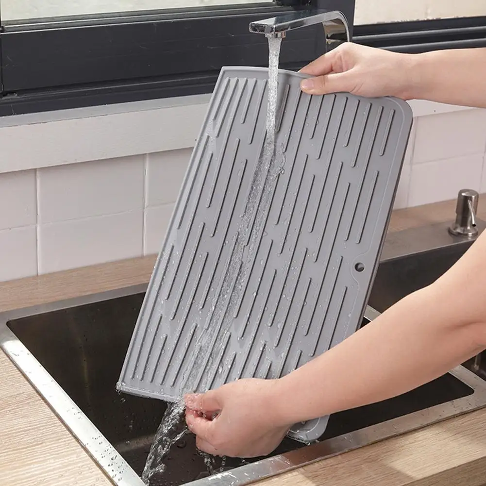 

Складной силиконовый коврик для сушки, очень большой герметичный нескользящий сливной коврик для кухонной стойки 50x40 см