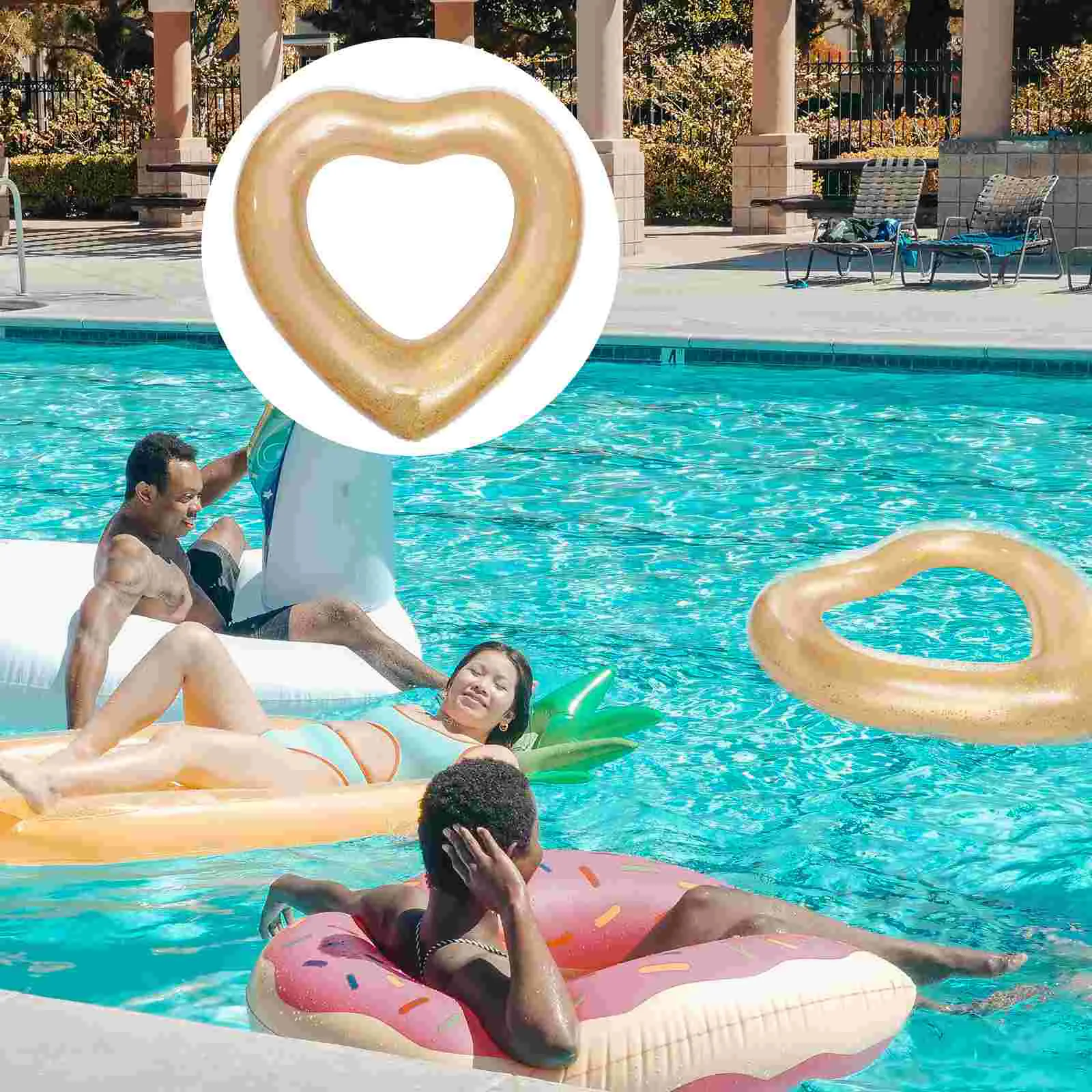 

Ring Swim Swimming Float Pool Inflatable Floating Tube Adult Toy Donut Heart Summer Party Rings Beach Baby Water Aid Thicken