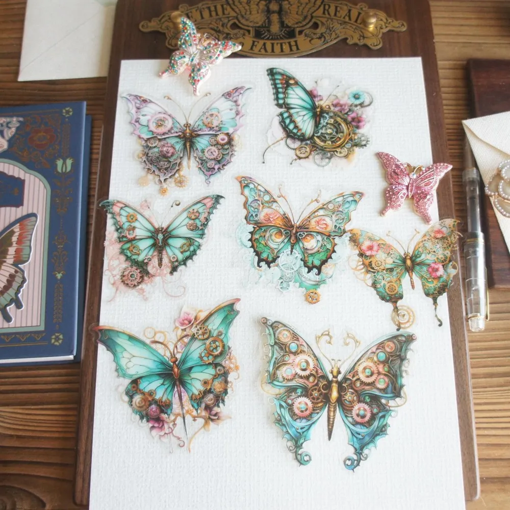 18 шт. механическая шестерня крылья дизайн бабочки ПВХ наклейка скрапбукинг