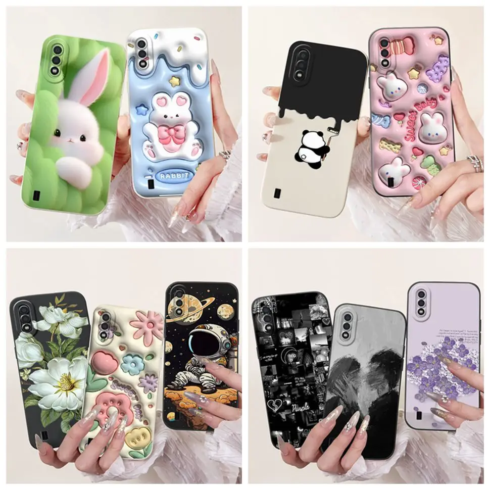 Для Samsung A01 A015F A015G чехол с милыми кроликами и животными задняя крышка для телефона