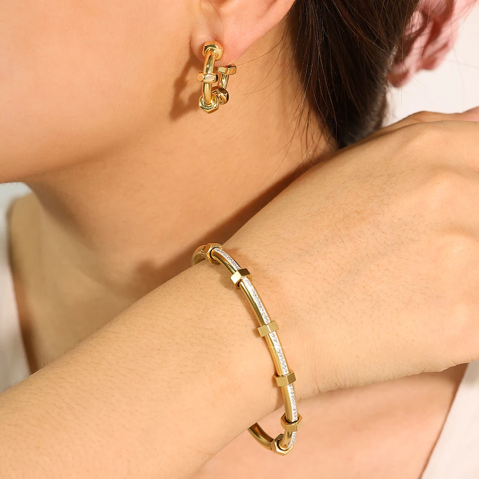 FEEHOW водонепроницаемые серьги из нержавеющей стали золотого цвета Блестящий