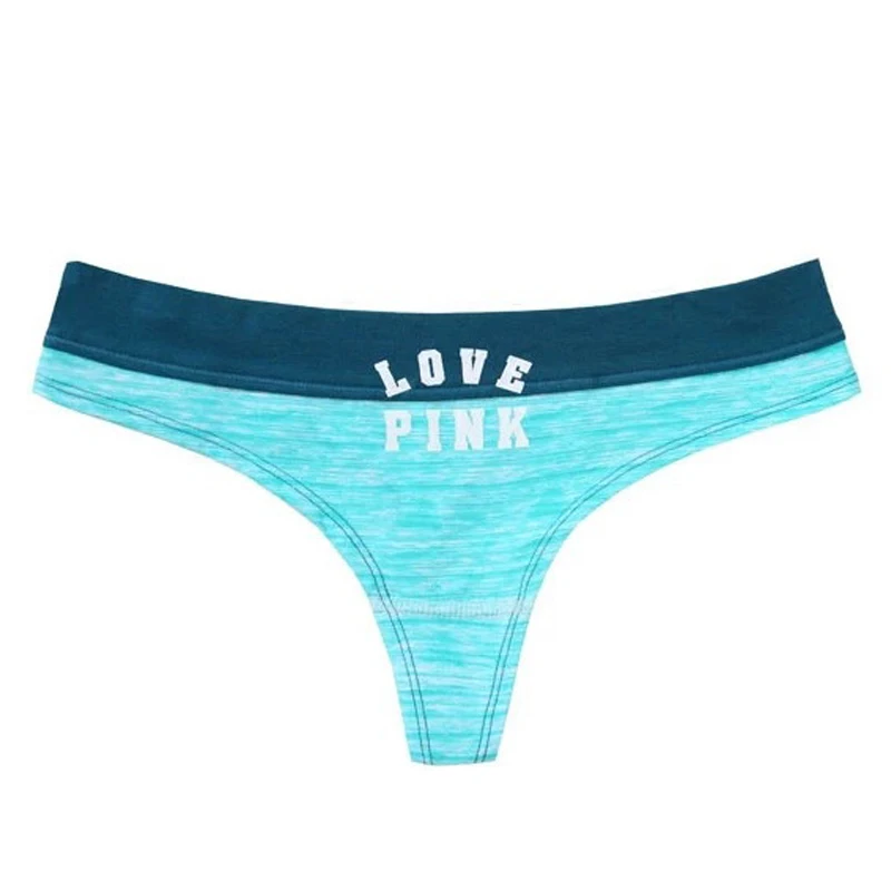 

Pink cute letter sports pure cotton fabric sexy low waist no trace women's triangle thong T-pants A3-0715