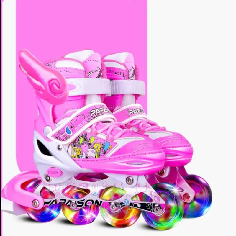Inline Roller Skates Adjustable Children Girls  Beginners Rollerblading Outdoor Sneak  All Flash Skating Shoes