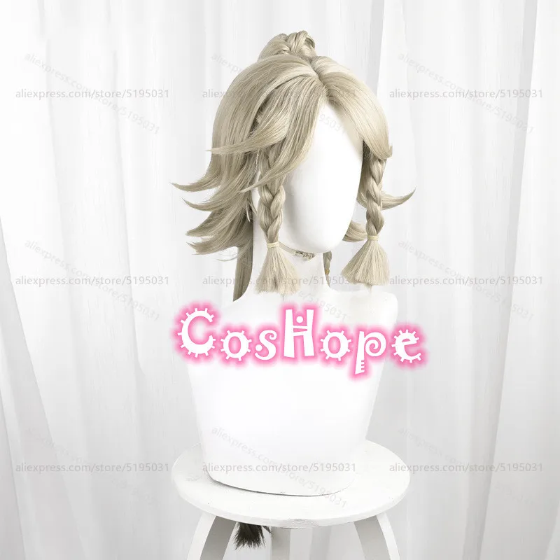 Качина парик для косплея с хвостиком 70 см длинные волосы серо-золотой косплей