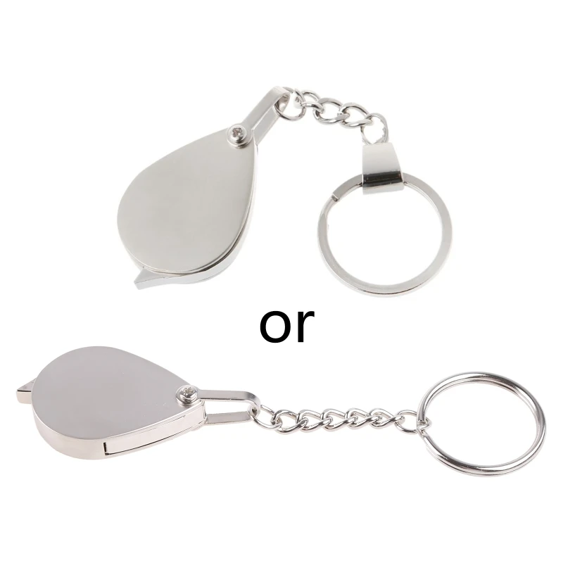 

Pocket Keychain Magnifier Metal Folding Glass Lens Loupe for Reading