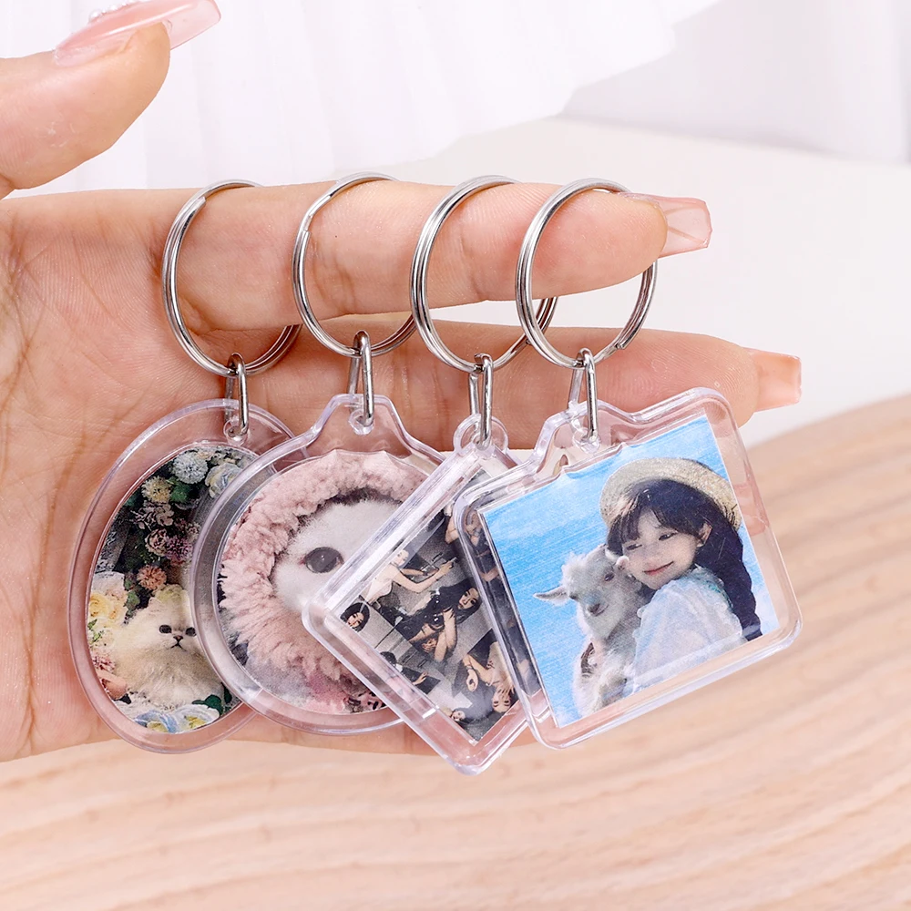1/3/5pcs Acrylic Photo Frame Keychain Snap-In Custom Insert Photo Acrylic Blank Keyring Clear Blank Picture Keyring for DIY