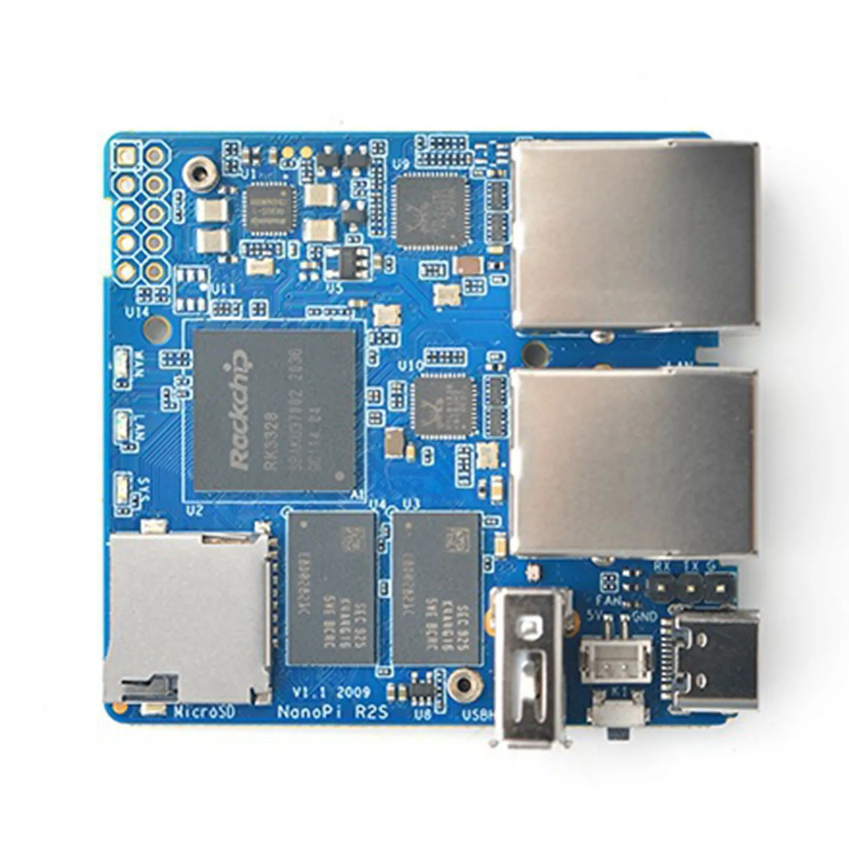 

For NanoPi R2S Mini Router Single Board Rockchip RK3328 Quad-Core Cortex-A53 Gigabit Ethernet Ports Development Board