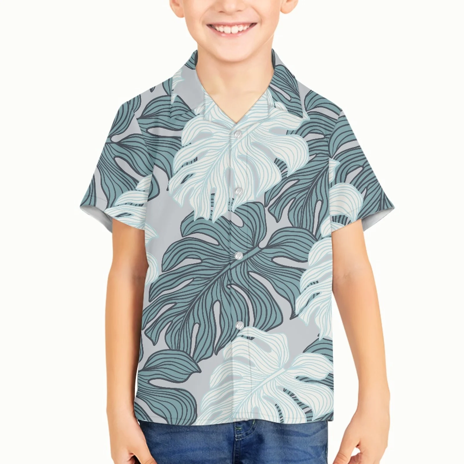 

Tropical Plantain Leaf Pattern Children Kid Boy Shirts 3d Printed Hawaiian Shirt Beach Short Sleeve Fashion Top Tee Shirt Blouse