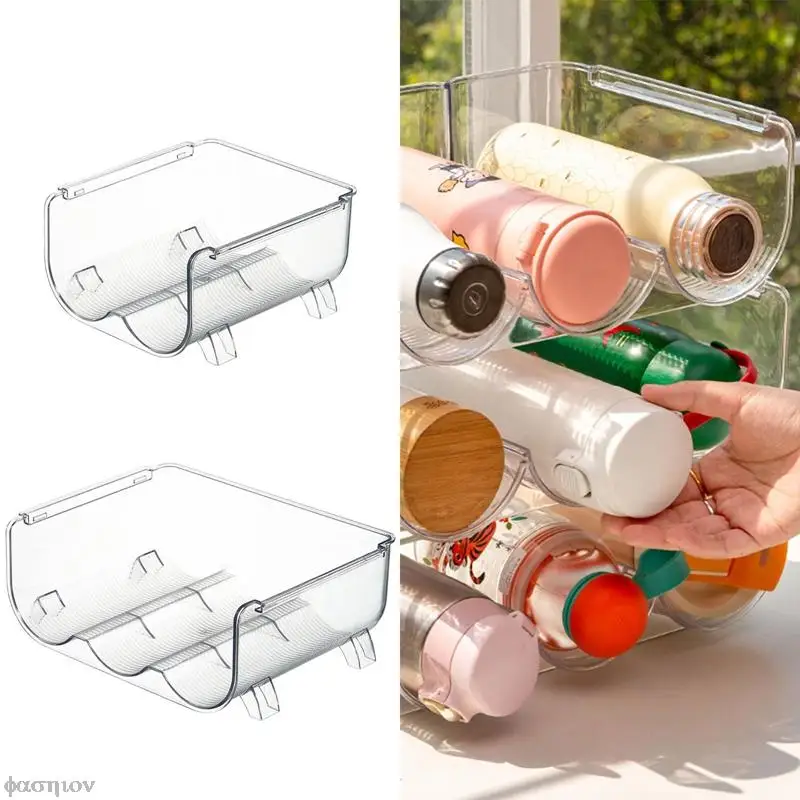 

Bottle Can Beverage 2/3 Holder Bins Kitchen Organizer Pantry Soda Refrigerators Fridge Container Rack Grids Organizer Storage