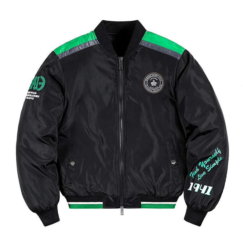 

Jackets Men's Bomber Pilot Cotton Coat Thicken Contrasting Colors Embroidery Baseball Jacket Outerwear Men