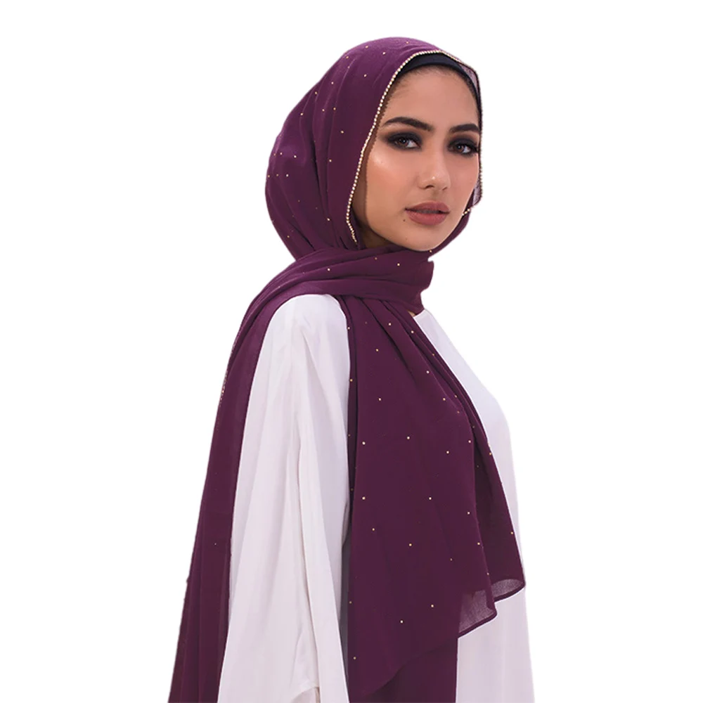 Мода 2020 года - алмазный шифон женских хиджабов, шарфов, кепок для мусульманских женщин, исламская одежда, турецкий тюрбан, платок, бандана